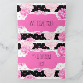 Streifen Pink Floral Wasserfarbe Chic Happy Geburt Karte (Innenseite)