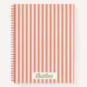 Streifen Pink Red Retro Calligraphy Notebook Notizblock (Vorderseite)