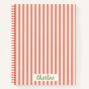Streifen Pink Red Retro Calligraphy Notebook Notizblock