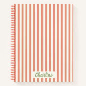 Streifen Pink Red Retro Calligraphy Notebook Notizblock (Vorderseite)