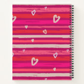 Streifen Pink White Hearts Personalisiert Notizblock (Rückseite)