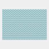 Streifen Polka Dot Zig Zag Muster Aquamarin Blue Geschenkpapier Set (Vorderseite 3)