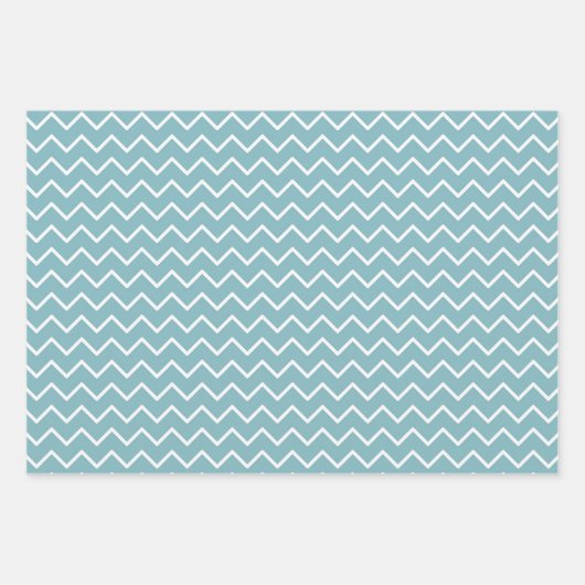 Streifen Polka Dot Zig Zag Muster Aquamarin Blue Geschenkpapier Set (Vorderseite 3)