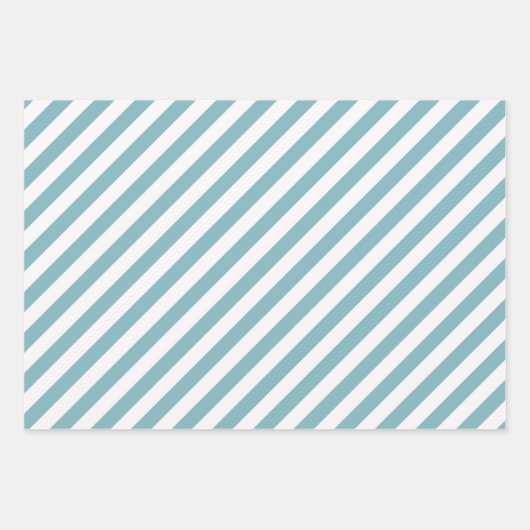Streifen Polka Dot Zig Zag Muster Aquamarin Blue Geschenkpapier Set (Vorderseite 2)