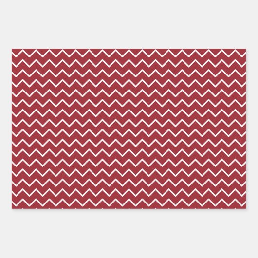 Streifen Polka Dot Zig Zag Muster Red White Geschenkpapier Set (Vorderseite 3)