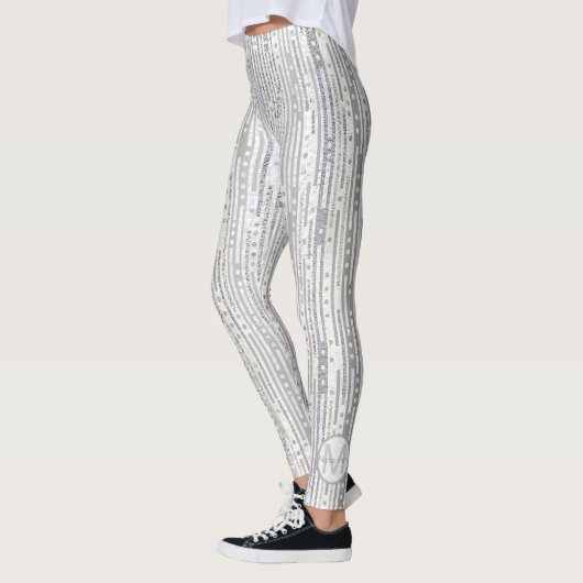 Streifen-Punkt-Silber-weißer optionaler Leggings (Links)