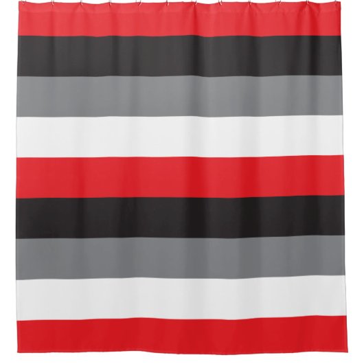 Streifen Red Black Grau Weiße Muster Duschvorhang (Vorderseite)