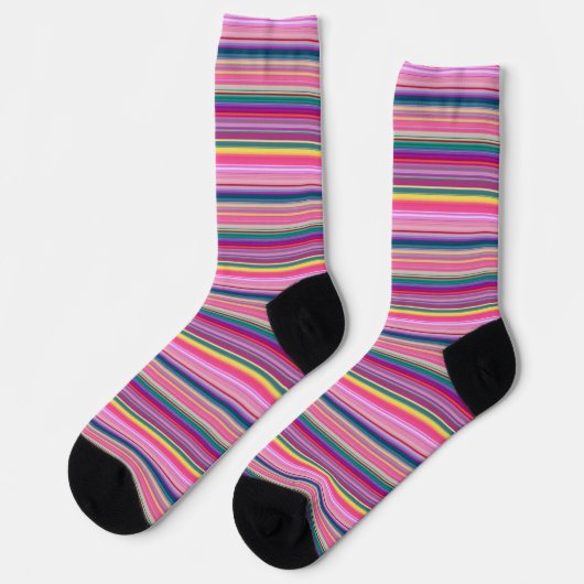 Streifen Retro multicolors Socken (Linkes Detail)