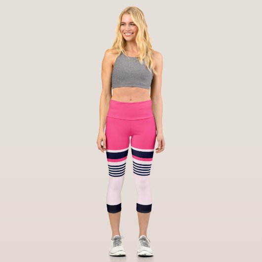 Streifen rosa capri leggings (Vorderseite)