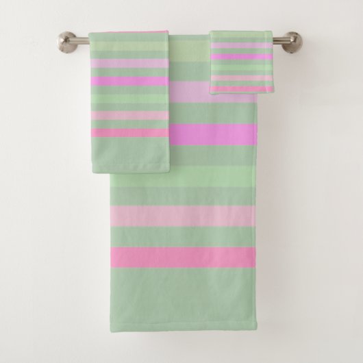Streifen, rosa, grün badhandtuch set (Insitu)