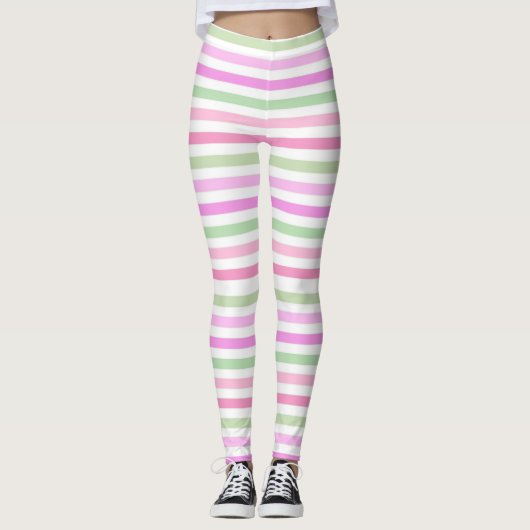Streifen, rosa, grün leggings (Vorderseite)