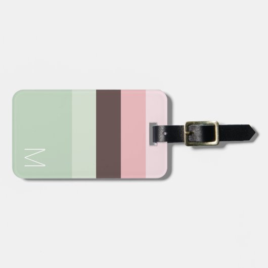 Streifen rosa, grün und braun gepäckanhänger (Vorderseite horizontal)
