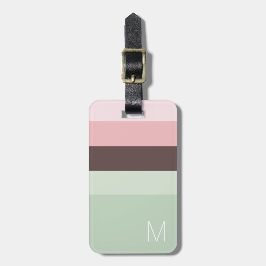 Streifen rosa, grün und braun gepäckanhänger (Vorderseite vertikal)