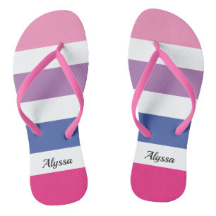 Streifen Rosa Lila Blau Personalisiert Badesandalen