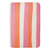 Streifen - Rosa, orange und Creme Badematte (Vorderseite Vertikal)
