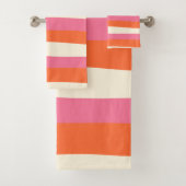 Streifen - Rosa, orange und Creme Badhandtuch Set (Insitu)