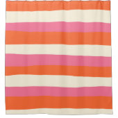Streifen - Rosa, orange und Creme Duschvorhang (Vorderseite)