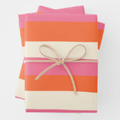 Streifen - Rosa, orange und Creme Geschenkpapier Set (Beispiel)