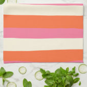 Streifen - Rosa, orange und Creme Geschirrtuch (Gefaltet)
