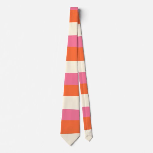 Streifen - Rosa, orange und Creme Krawatte (Vorderseite)