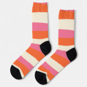 Streifen - Rosa, orange und Creme Socken (Linkes Detail)