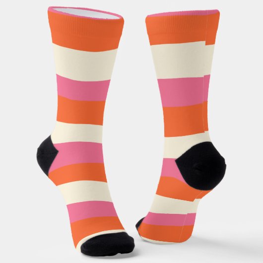 Streifen - Rosa, orange und Creme Socken (Gewinkelt)