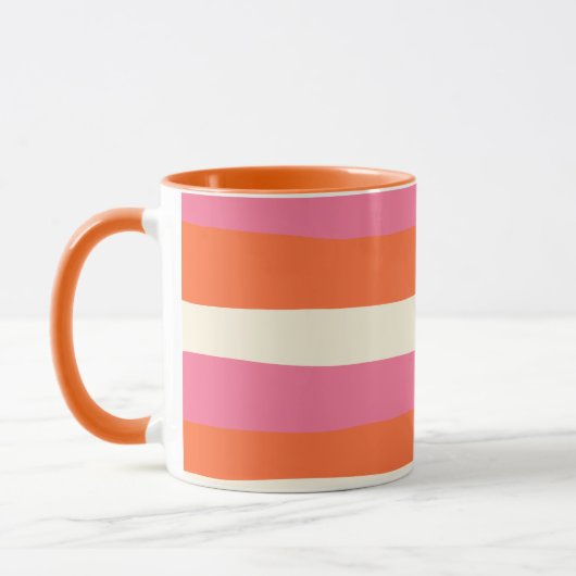 Streifen - Rosa, orange und Creme Tasse (Links)