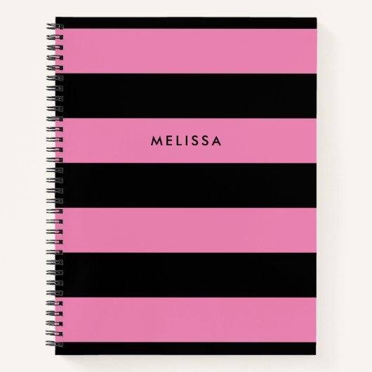 Streifen rosa und schwarz Moderner Minimalistische Notizblock (Vorderseite)