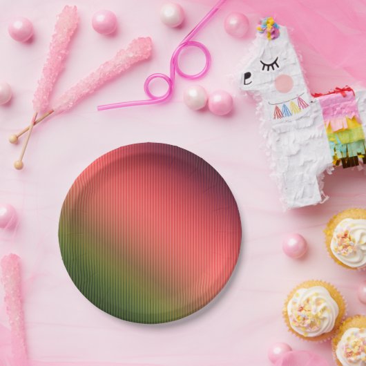 Streifen, rot , grün , Gradientenwurf Kissen Pappteller (Party)