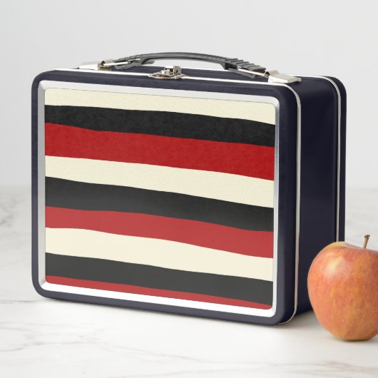 Streifen - Rot und Creme Metall Brotdose (Beispiel)