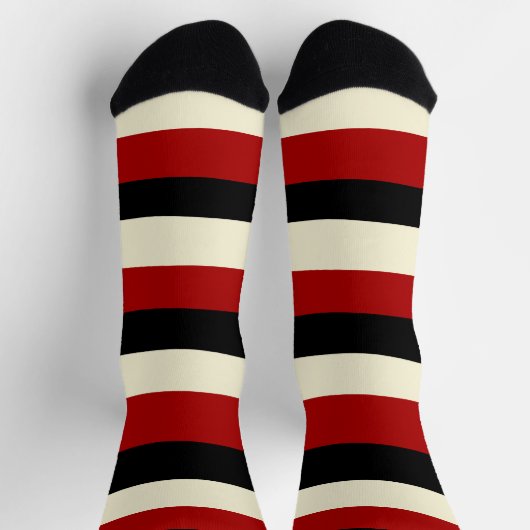 Streifen - Rot und Creme Socken (Oben)