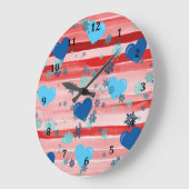 Streifen Rot & Weiß Herz & Schneeflocken Große Wanduhr (Winkel)