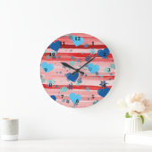 Streifen Rot & Weiß Herz & Schneeflocken Große Wanduhr (Zuhause)