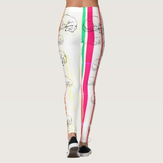 Streifen, schlafende Dackel Hunde Leggings (Rückseite)