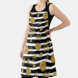 Streifen, Schneeflocken und Schneebälle Schürze