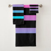 Streifen schwarz, blau und rosa badhandtuch set (Insitu)