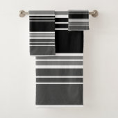 Streifen schwarz, grau, weiß badhandtuch set (Insitu)