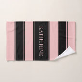 Streifen Schwarz-Rosa-Individuelle Name Badhandtuch Set (Handtuch)