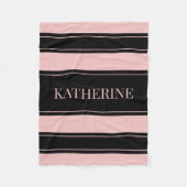 Streifen Schwarz-Rosa-Individuelle Name Fleecedecke (Vorderseite)