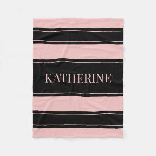 Streifen Schwarz-Rosa-Individuelle Name Fleecedecke