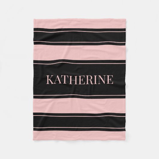 Streifen Schwarz-Rosa-Individuelle Name Fleecedecke (Vorderseite)