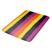 Streifen - schwarz, rosa, orange und gelb badematte (Schrägansicht)