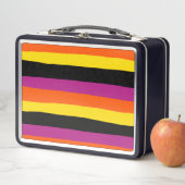 Streifen - schwarz, rosa, orange und gelb metall brotdose (Beispiel)