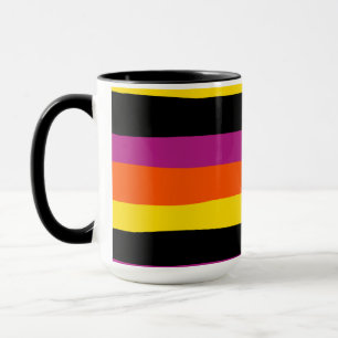 Streifen - schwarz, rosa, orange und gelb tasse