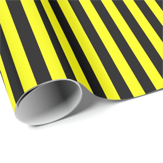 Streifen - Schwarz und Gelb Geschenkpapier (Rolleneckpunkt)