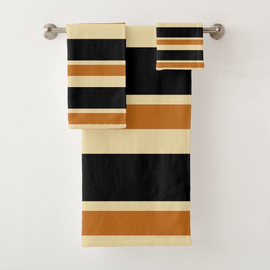 Streifen schwarz und Tan Badhandtuch Set (Insitu)