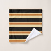 Streifen schwarz und Tan Badhandtuch Set (Waschlappen)