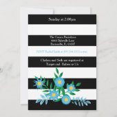 Streifen schwarz und weiß | Blau | Babyparty Einladung (Rückseite)