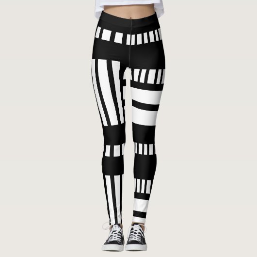 Streifen.Schwarz-weiß 01 Leggings (Vorderseite)