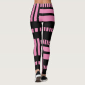 Streifen.Schwarz-weiß 01 Rosa BG Leggings (Rückseite)